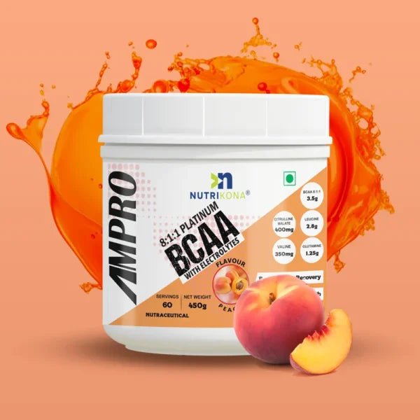 Nutrikona AmPro Platinum BCAA 8:1:1 | 7g BCAA + Glutamine + Citrulline - Peach