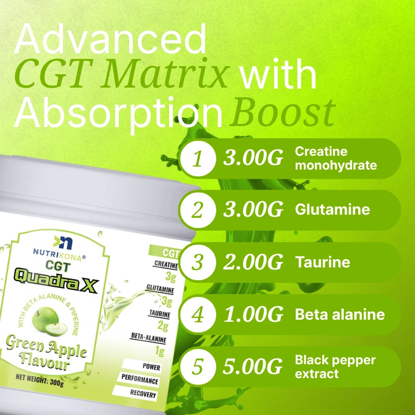 Nutrikona QuadraX CGT – 4-in-1 Performance Supplement, 360 g