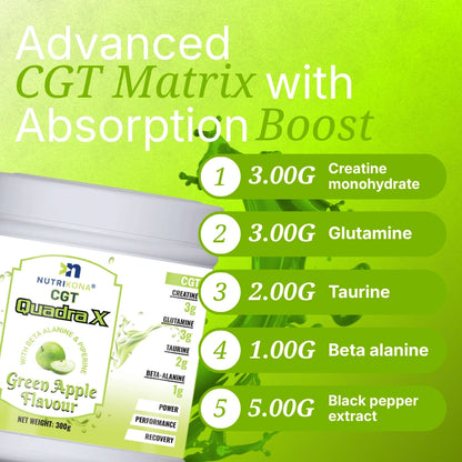Nutrikona QuadraX CGT – 4-in-1 Performance Supplement, 360 g