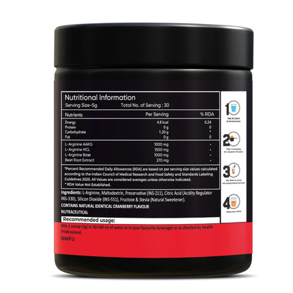 Nutrikona L-Arginine Powder | Triple Arginine Blend with Beet Root Extract