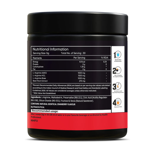 Nutrikona L-Arginine Powder | Triple Arginine Blend with Beet Root Extract