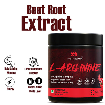 Nutrikona L-Arginine Powder | Triple Arginine Blend with Beet Root Extract
