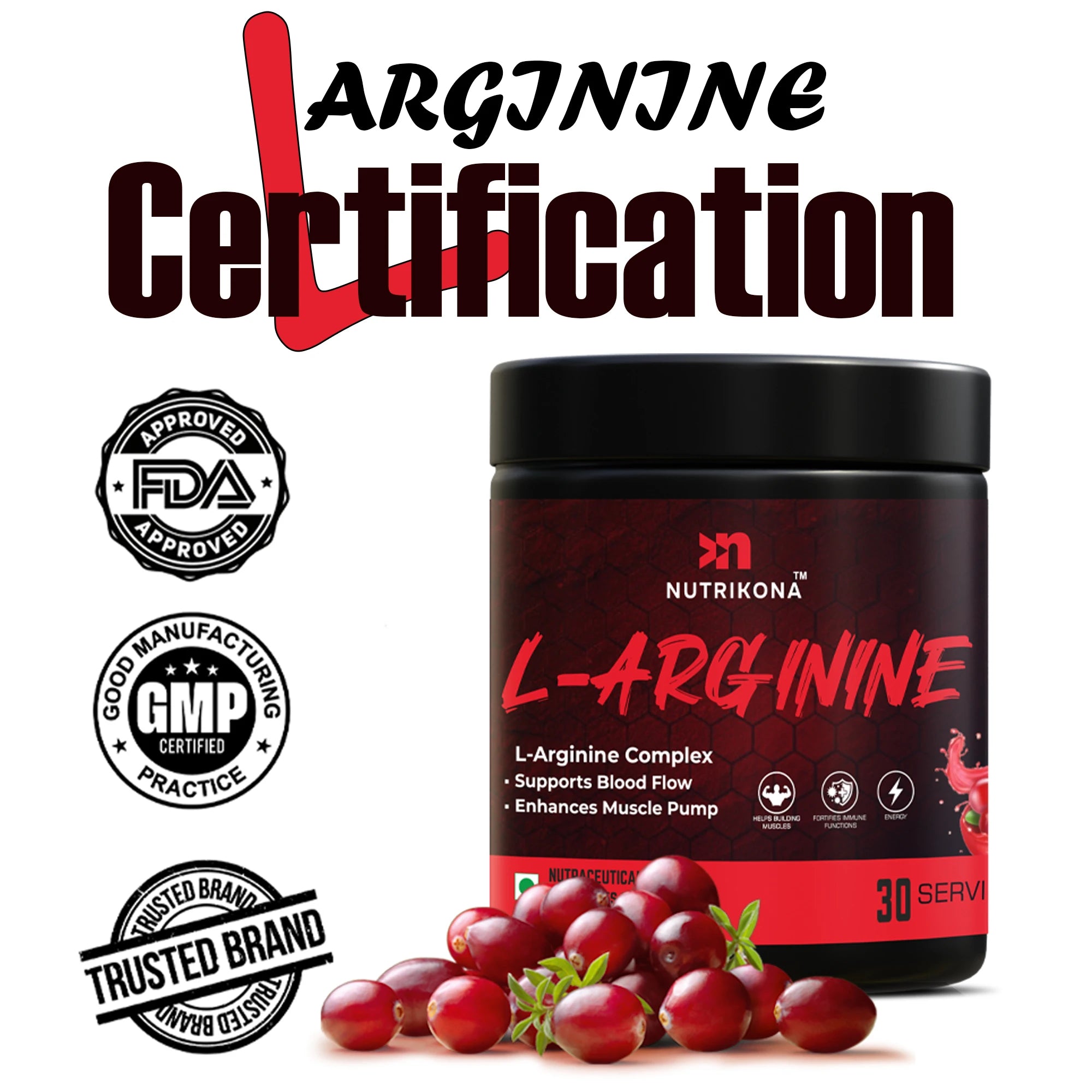 Nutrikona L-Arginine Powder | Triple Arginine Blend with Beet Root Extract