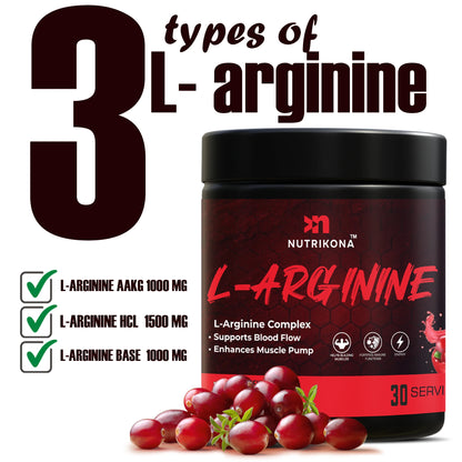 Nutrikona L-Arginine Powder | Triple Arginine Blend with Beet Root Extract