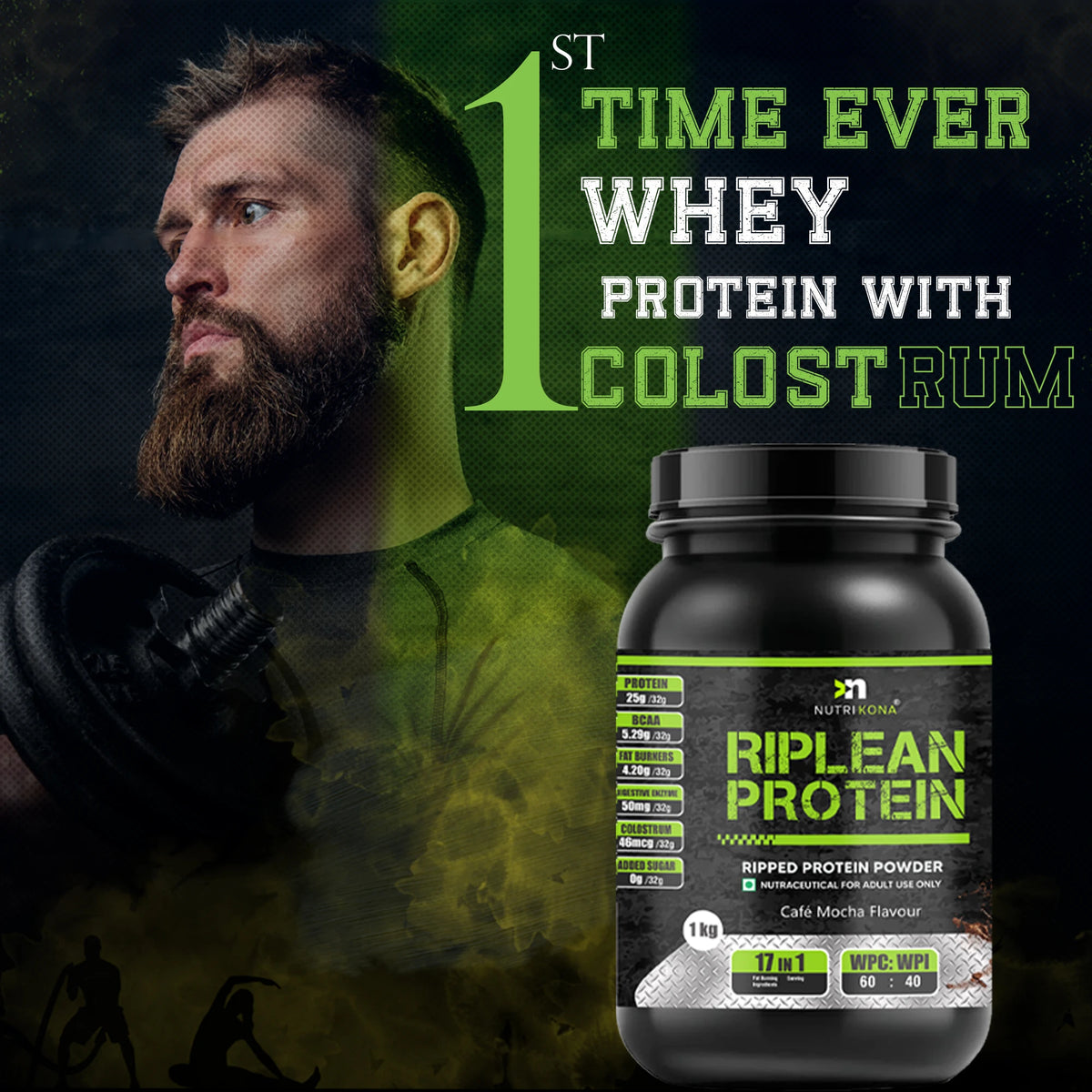 Nutrikona RipLean Ripped Whey Protein | 25g Protein | Grass-Fed Whey | Digestive Enzymes
