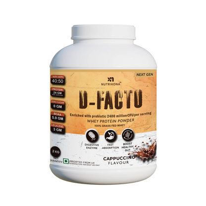 Nutrikona D-Facto Whey Protein | 24g Grass-Fed Whey + Probiotics