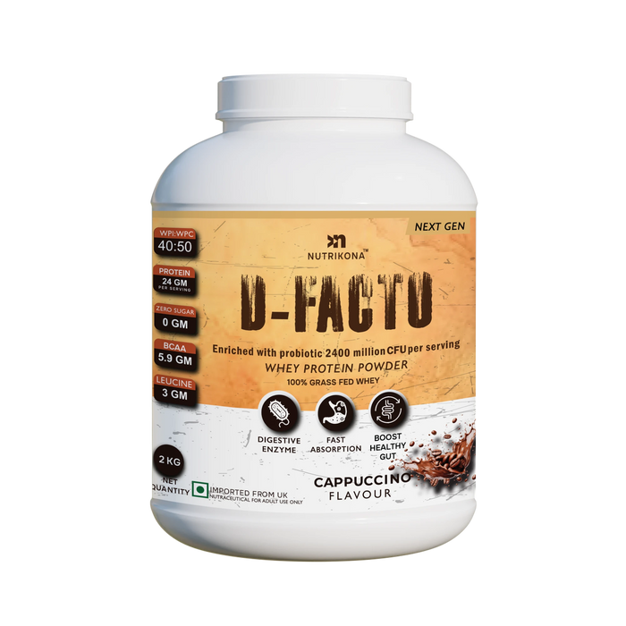 Nutrikona D-Facto Whey Protein | 24g Grass-Fed Whey + Probiotics