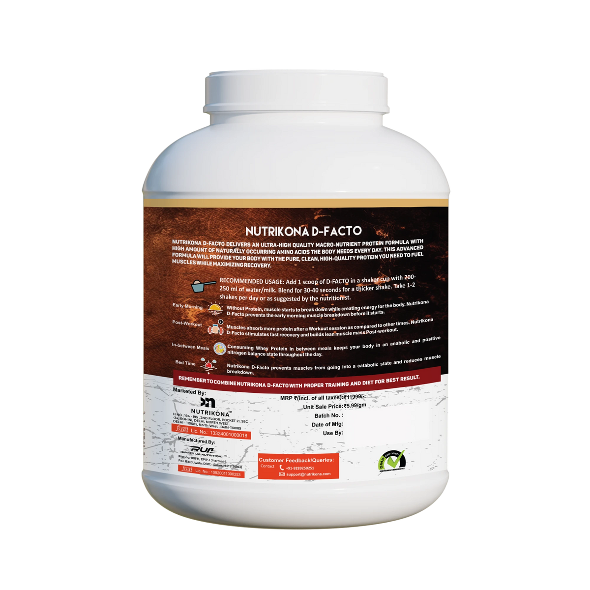 Nutrikona D-Facto Whey Protein | 24g Grass-Fed Whey + Probiotics