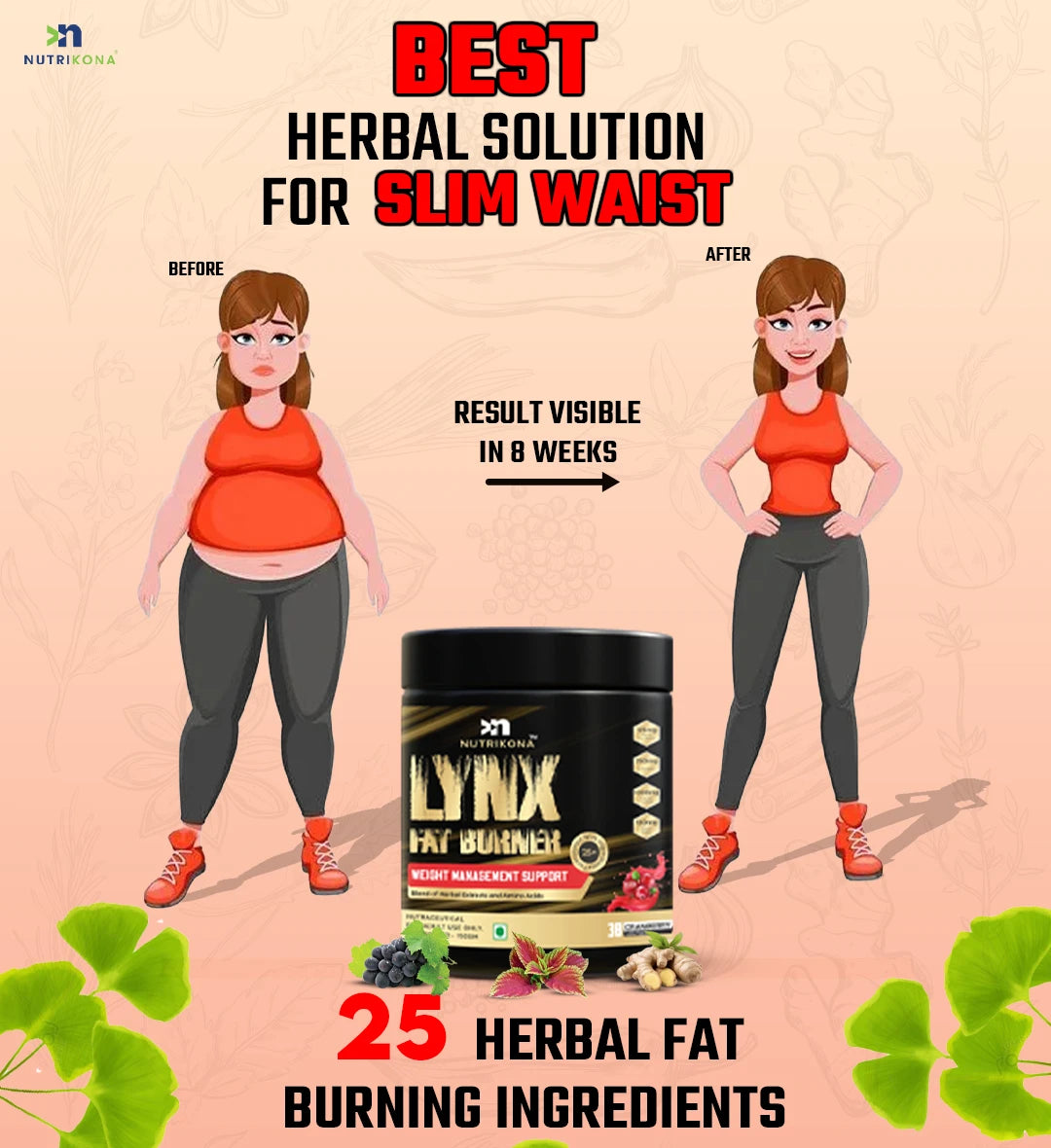 Nutrikona LynX Fat Burner | 25 Active Ingredients | Cranberry Flavor