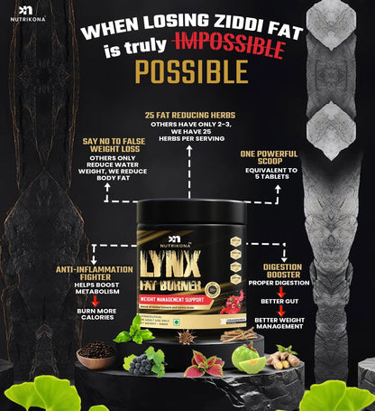Nutrikona LynX Fat Burner | 25 Active Ingredients | Cranberry Flavor