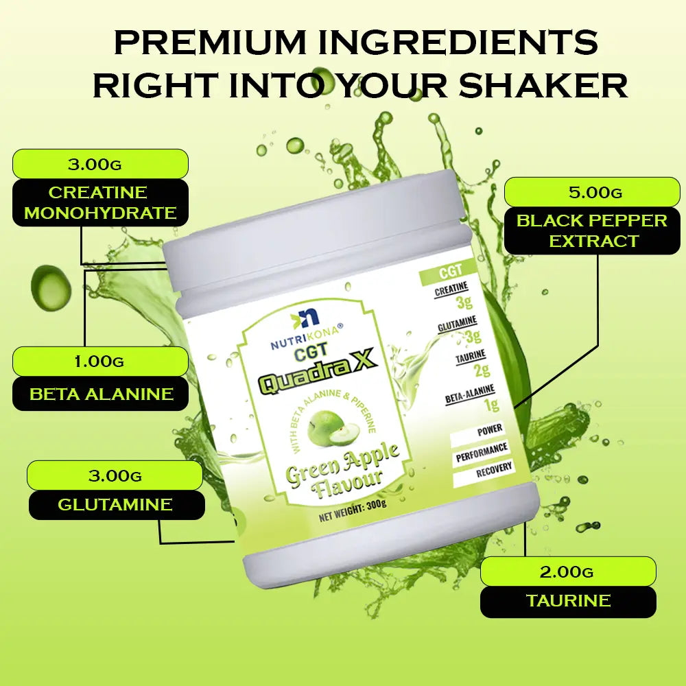 Nutrikona QuadraX CGT – 4-in-1 Performance Supplement, 360 g