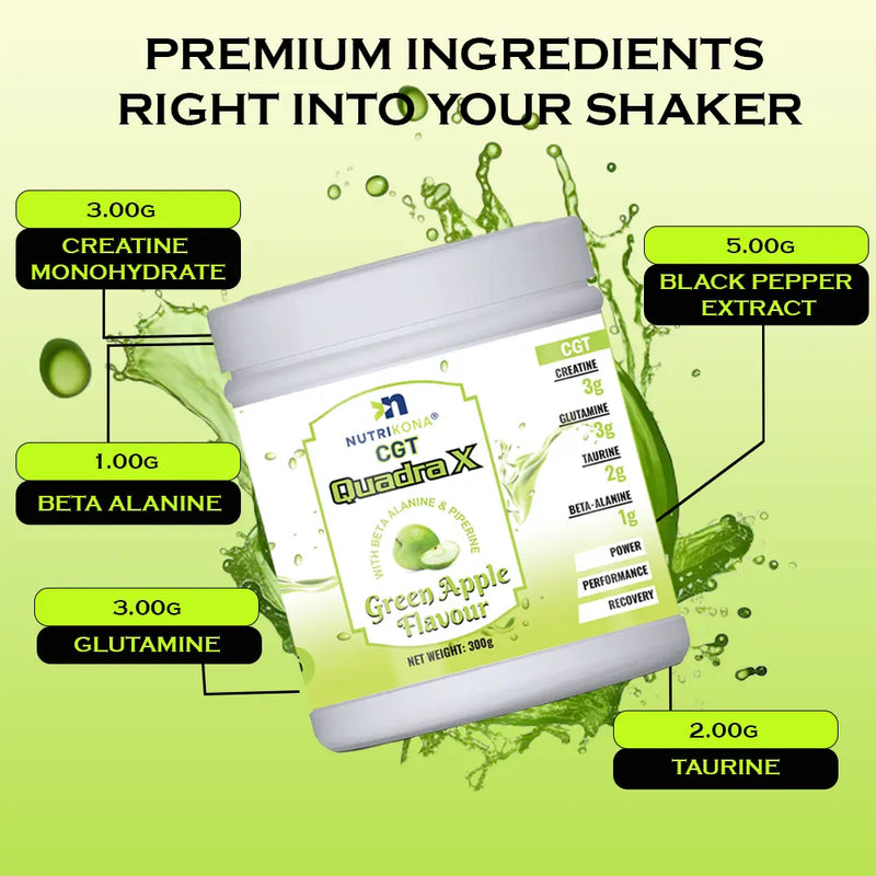 Nutrikona QuadraX CGT – 4-in-1 Performance Supplement, 360 g