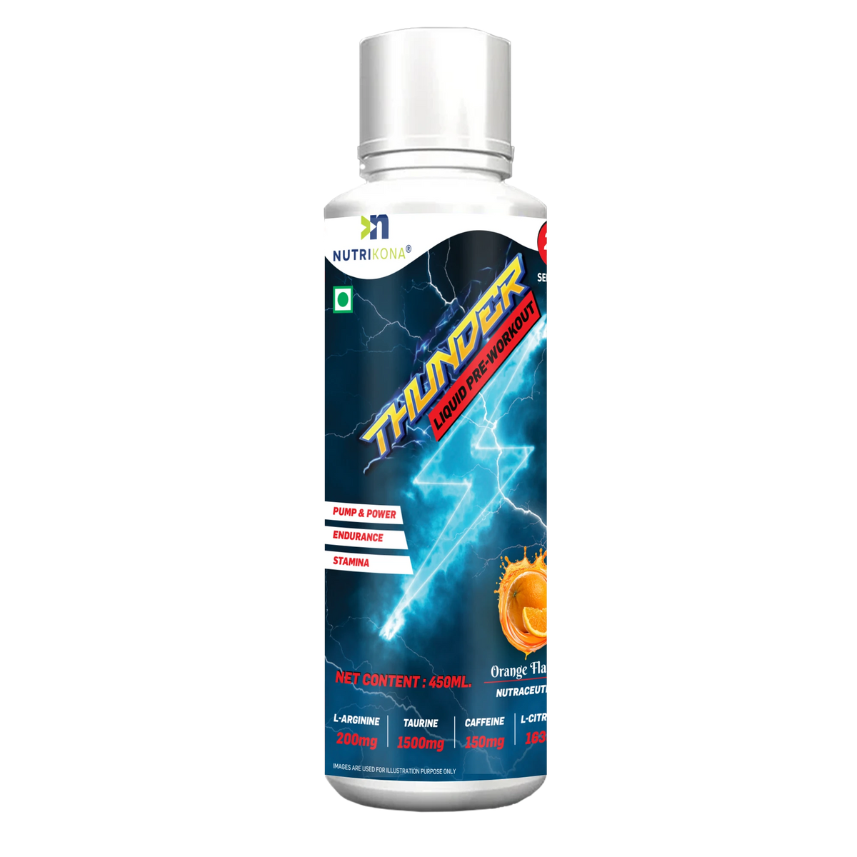 Nutrikona Thunder Liquid Pre-Workout | Instant Energy & Focus | 150mg Caffeine
