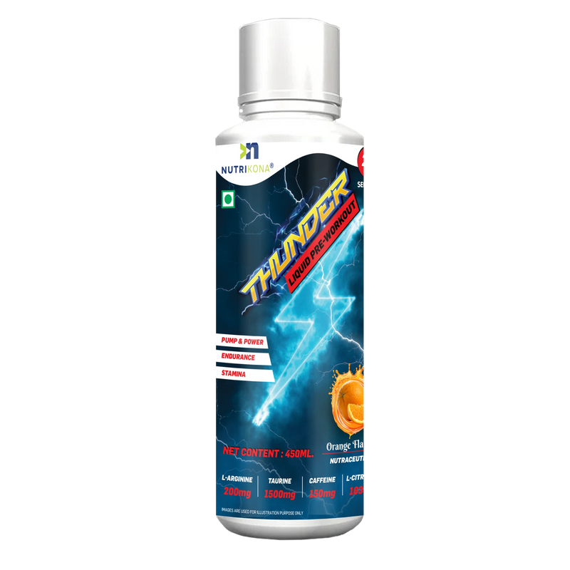 Nutrikona Thunder Liquid Pre-Workout | Instant Energy & Focus | 150mg Caffeine