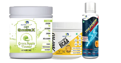 Nutrikona Ultimate Performance Combo – Thunder Pre-Workout + AmPro Gold BCAA + QuadraX CGT
