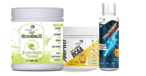 Nutrikona Ultimate Performance Combo – Thunder Pre-Workout + AmPro Gold BCAA + QuadraX CGT